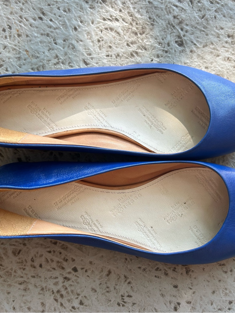 Maison Martin Margiela Cobalt Blue Leather Ballet Flats - Picture 2 of 6